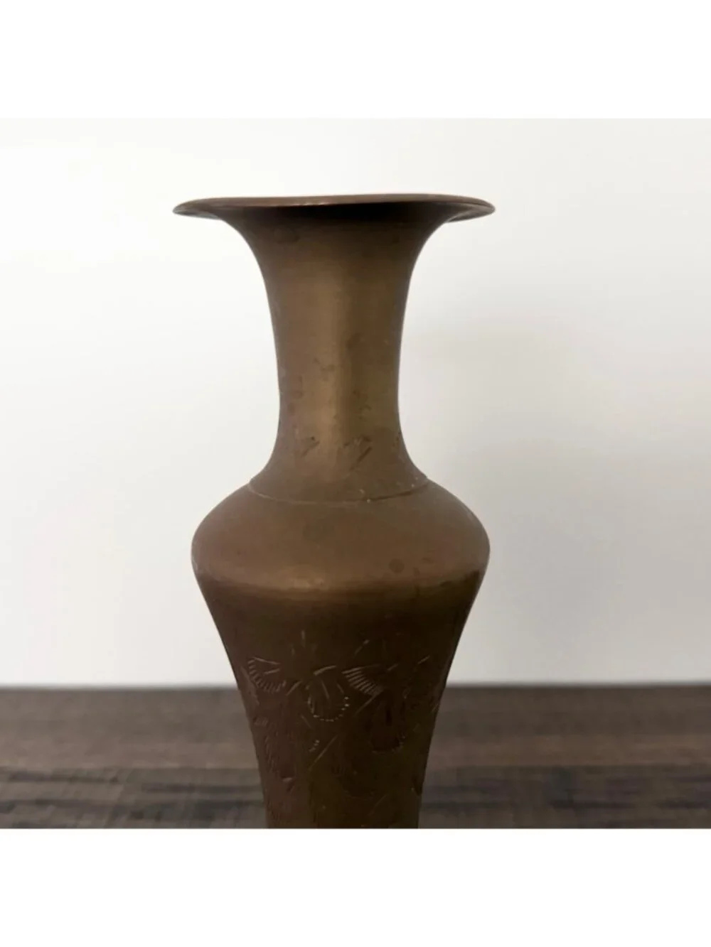 Vintage‎ Brass Etched Bud Vase Engraved Boho Hollywood Regency Eclectic Decor